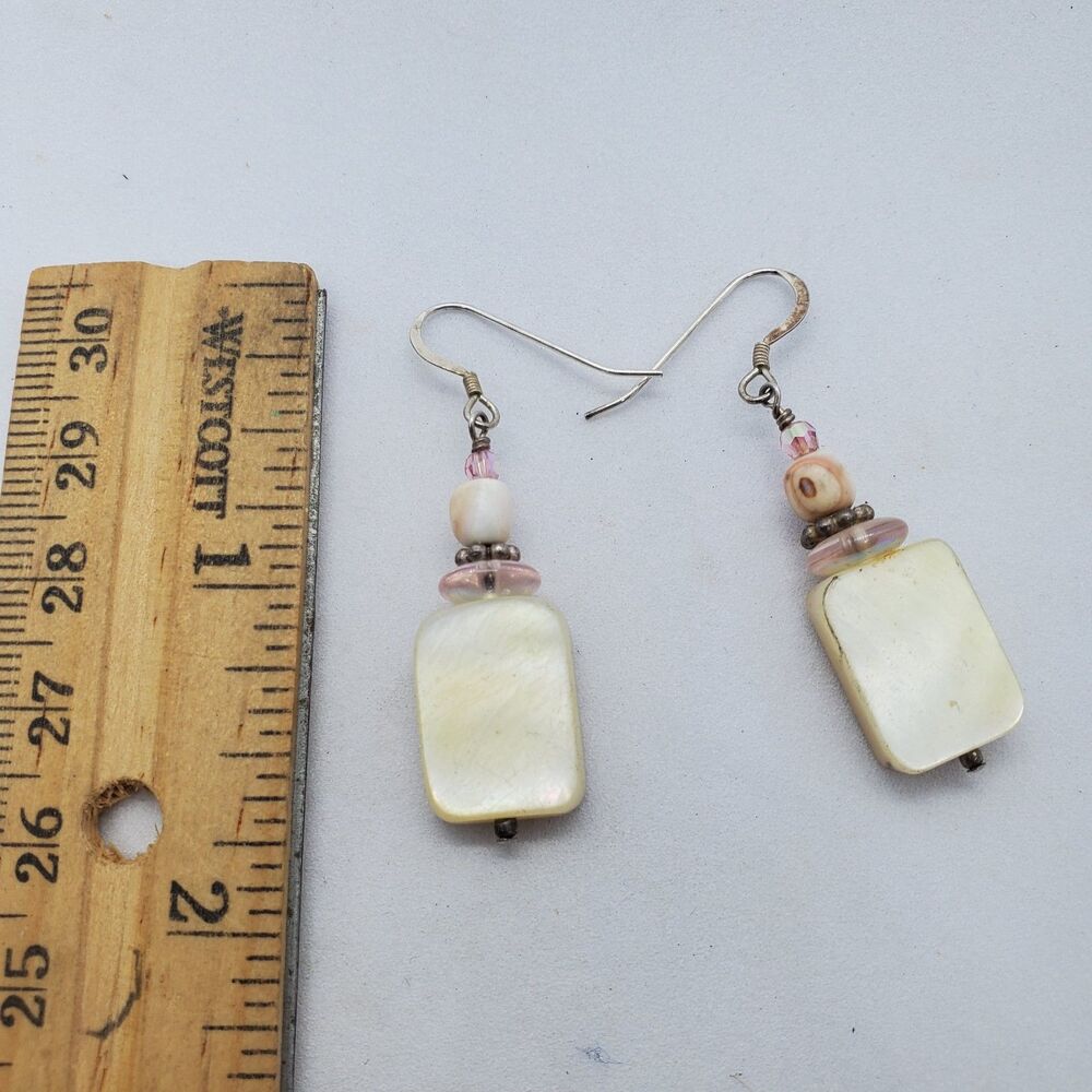 Sterling Silver and Shell Dangle Earrings 925